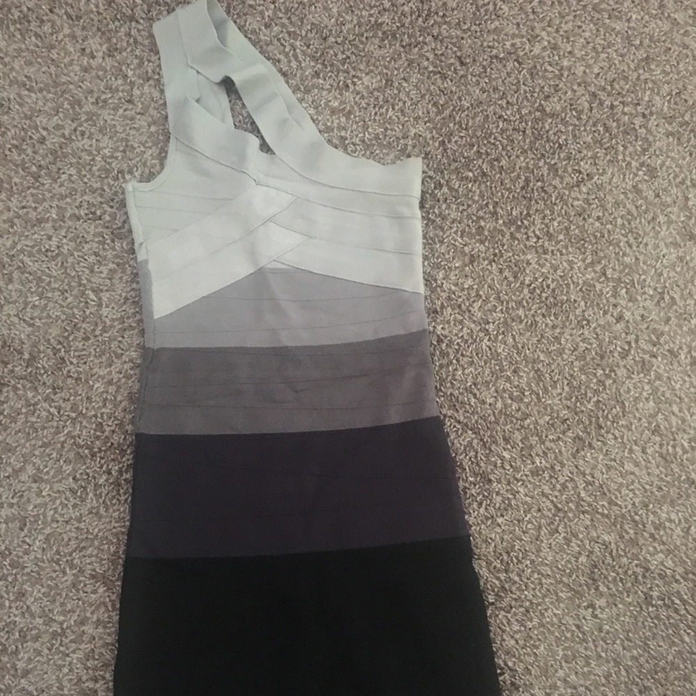 Arden B gray striped one shoulder dress size: S